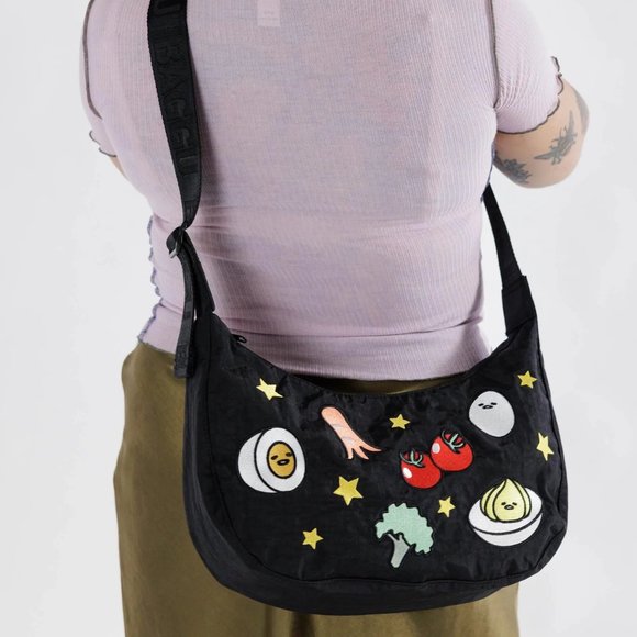 NWT Baggu Crescent Bag Medium - Embroidered Gudetama - Picture 4 of 8